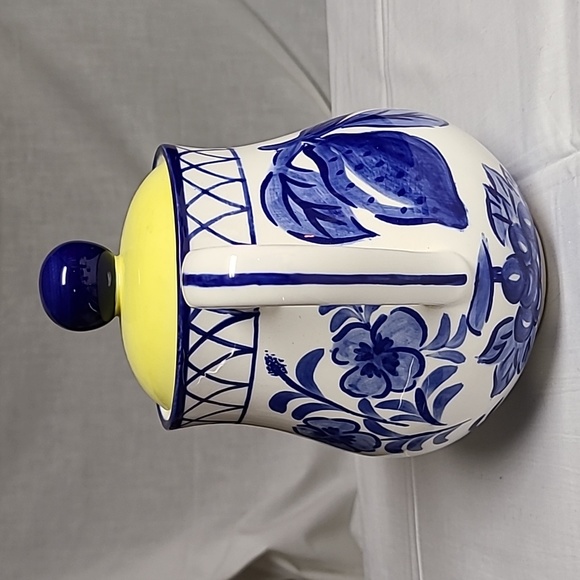 1995 Enesco Citron Otagiri  Teapot Blue Flowers Yellow Lid - Picture 3 of 8